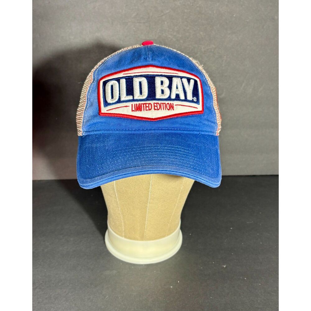 Old Bay Limited Edition Trucker Hat Blue Red Mesh Snapback Maryland Seasoning